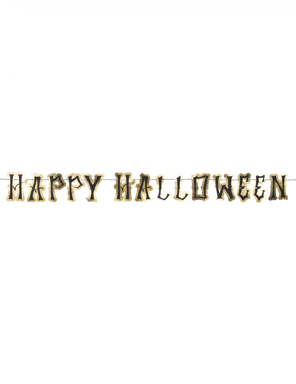 Guirlande en carton happy Halloween pour fête noire et or avec lettres
