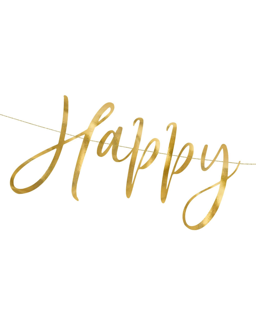 Grande plano sobre a inscrição Happy da grinalda de cartão happy new year