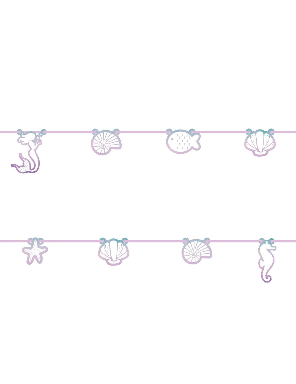 Guirlanda em cartão sereias elegante para aniversário pastel cor de rosa e violeta