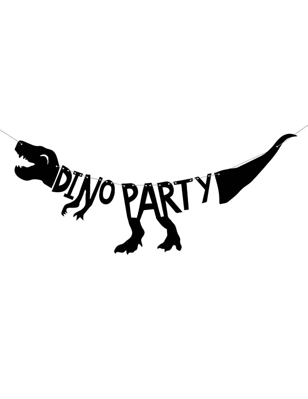 Guirlanda de cartão esqueleto dinossauro party para festa negra silhueta de dinossauro