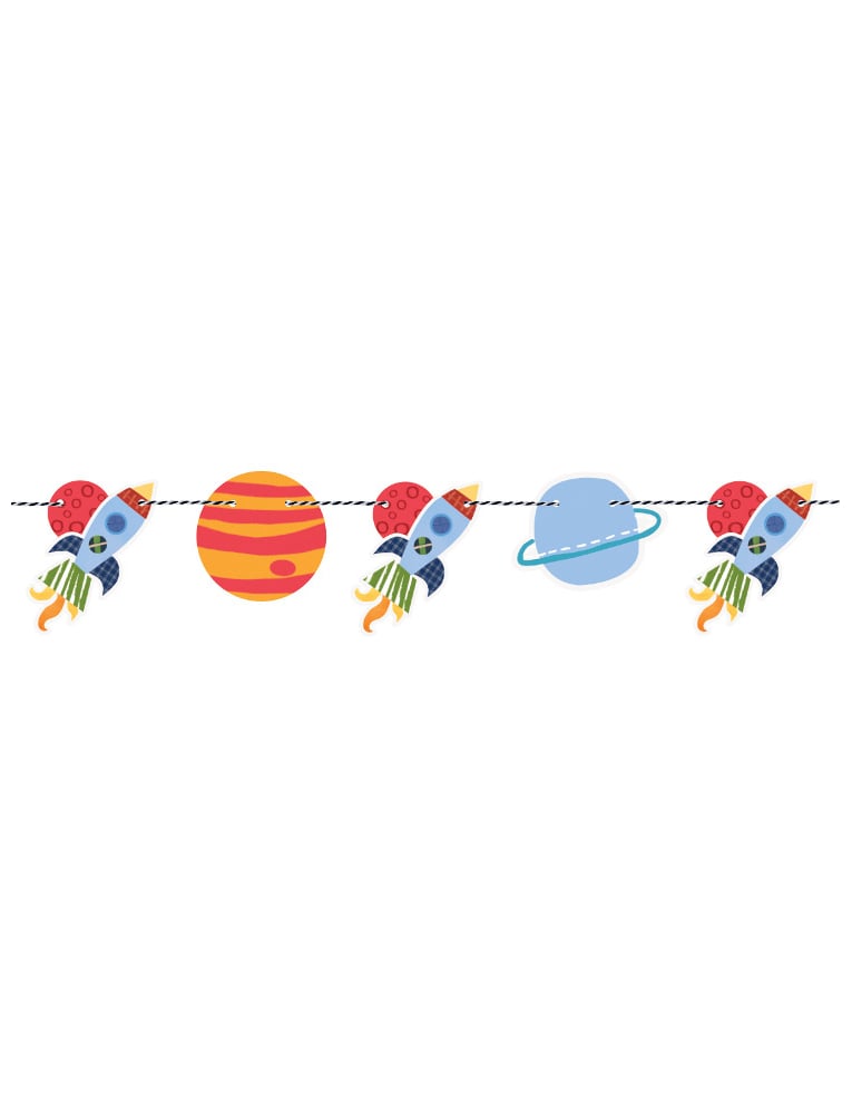 Guirlande en carton univers et fusée pour enfant multicolore 1,5 m