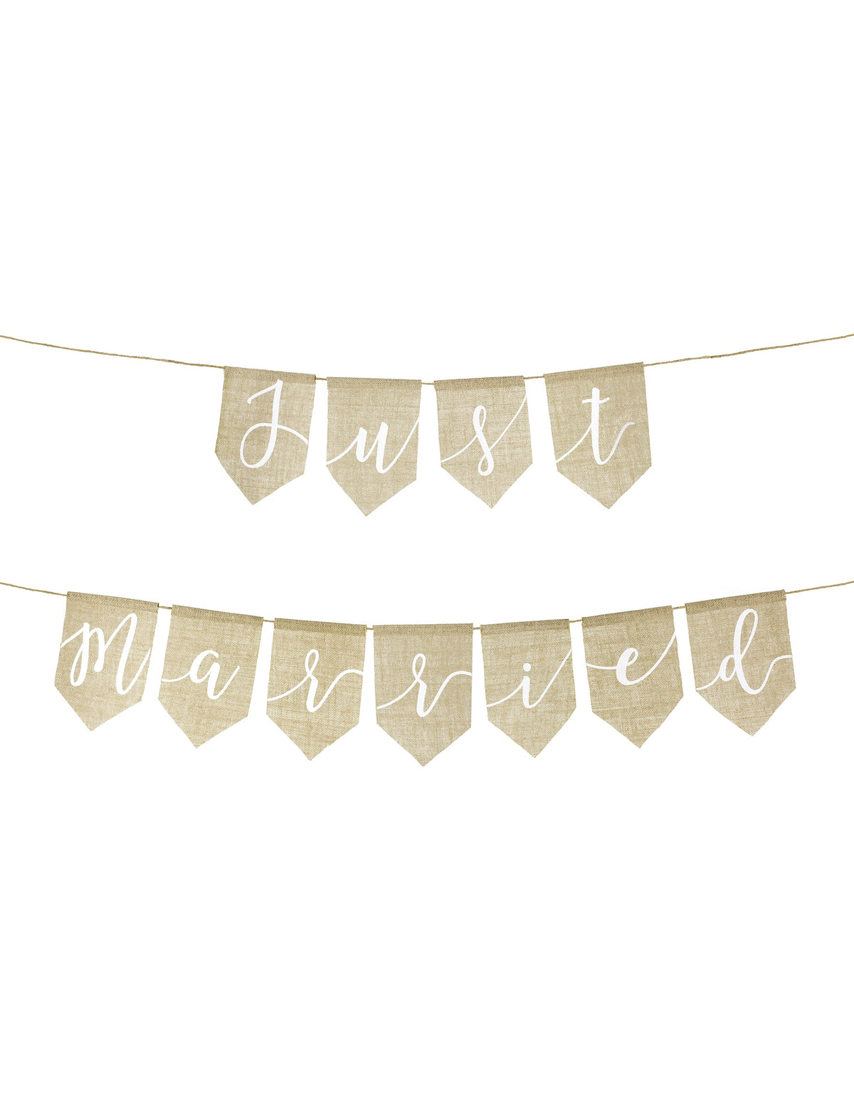 Guirlande Just Married pour mariage en jute naturelle style champêtre