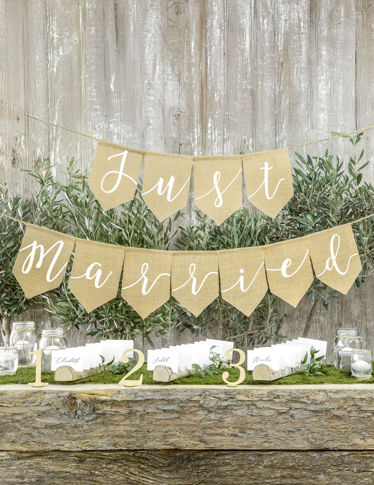 Mise en situation de la guirlande Just Married pour mariage