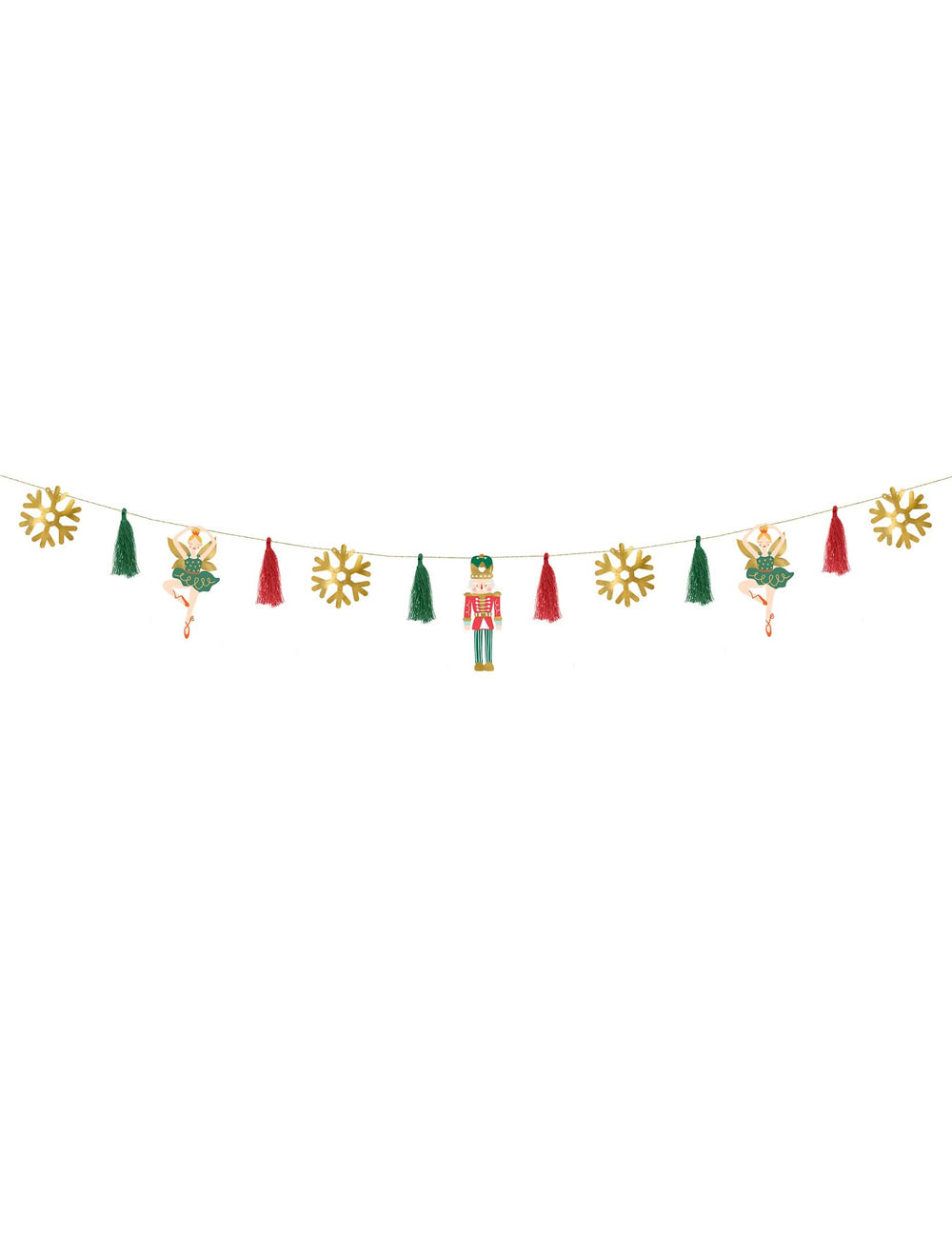 Vue d'ensemble de la guirlande en papier casse noisette et bailarina para natal