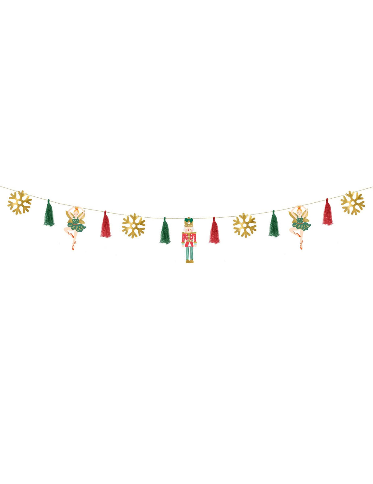 Vue d'ensemble de la guirlande en papier casse noisette et bailarina para natal