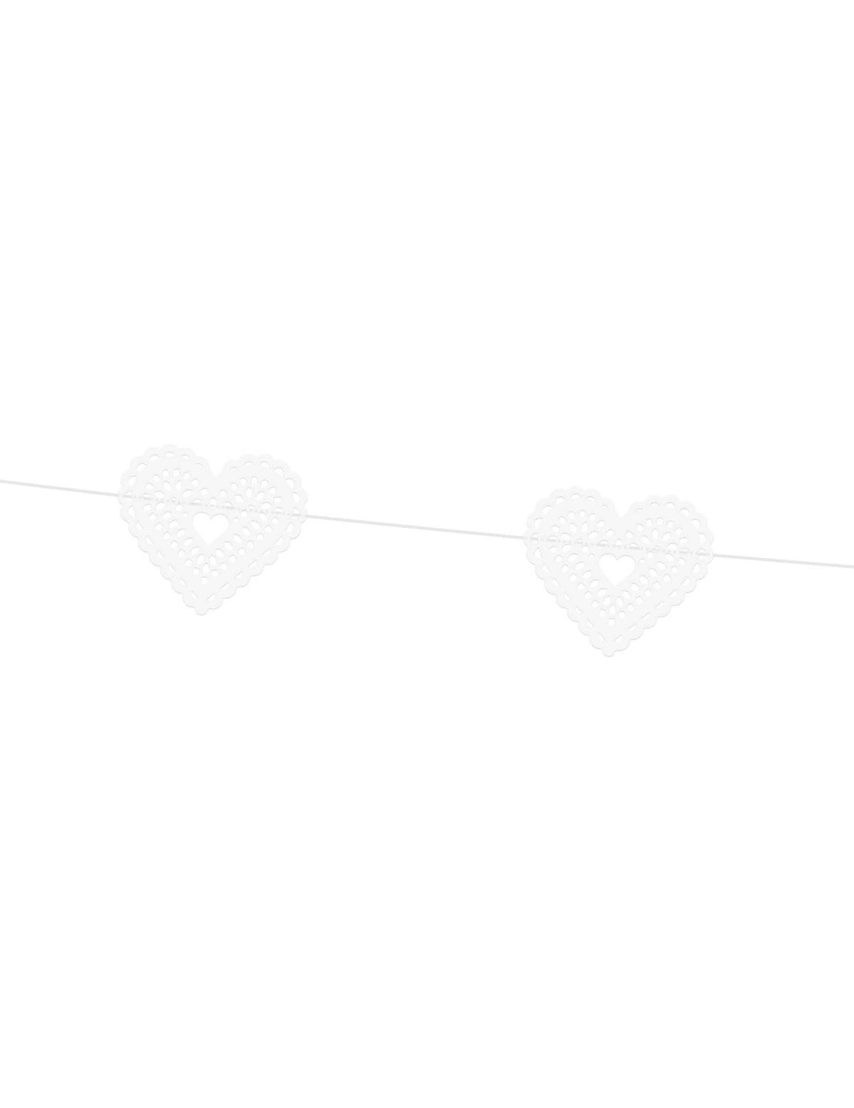 Fita de papel de corações em renda para casamento branca