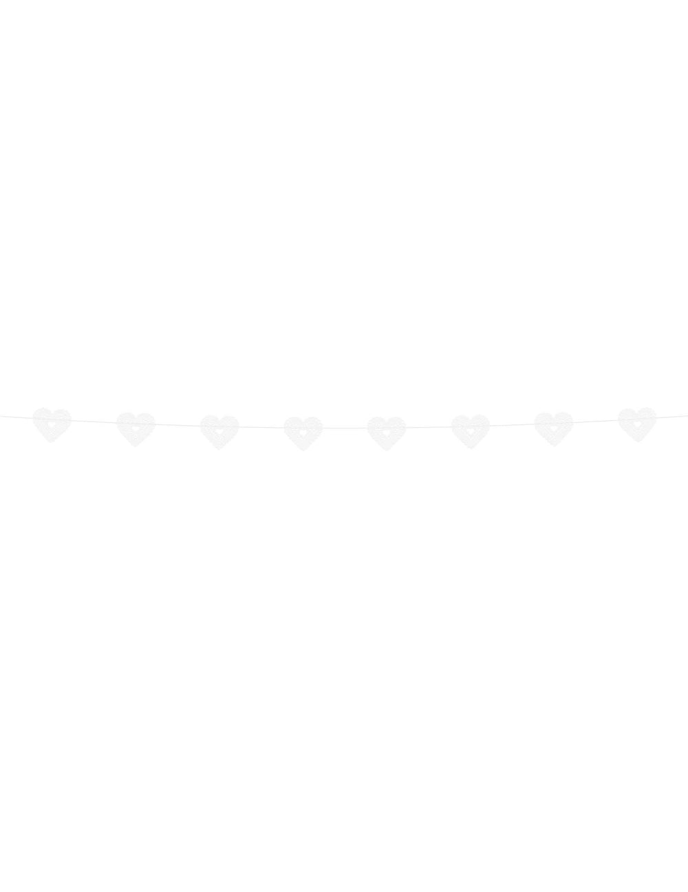Vista horizontal da grinalda de papel de corações em renda para casamento