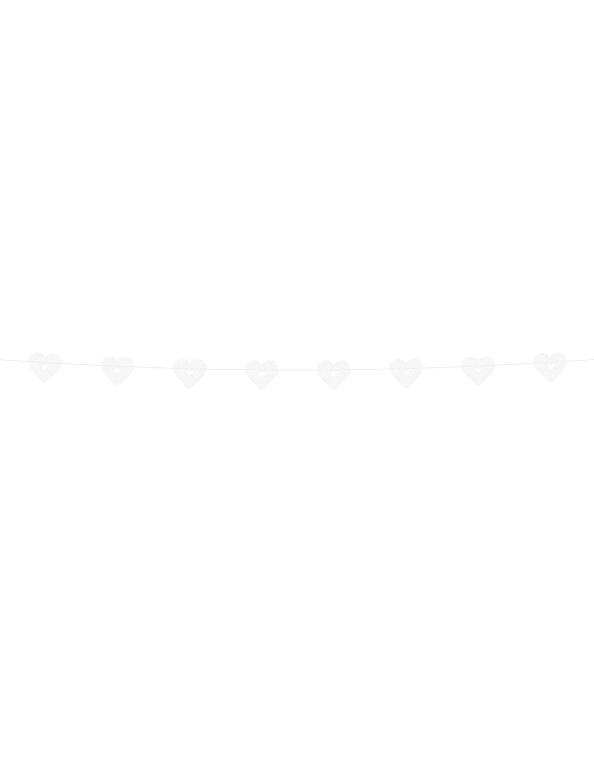 Vista horizontal da grinalda de papel de corações em renda para casamento
