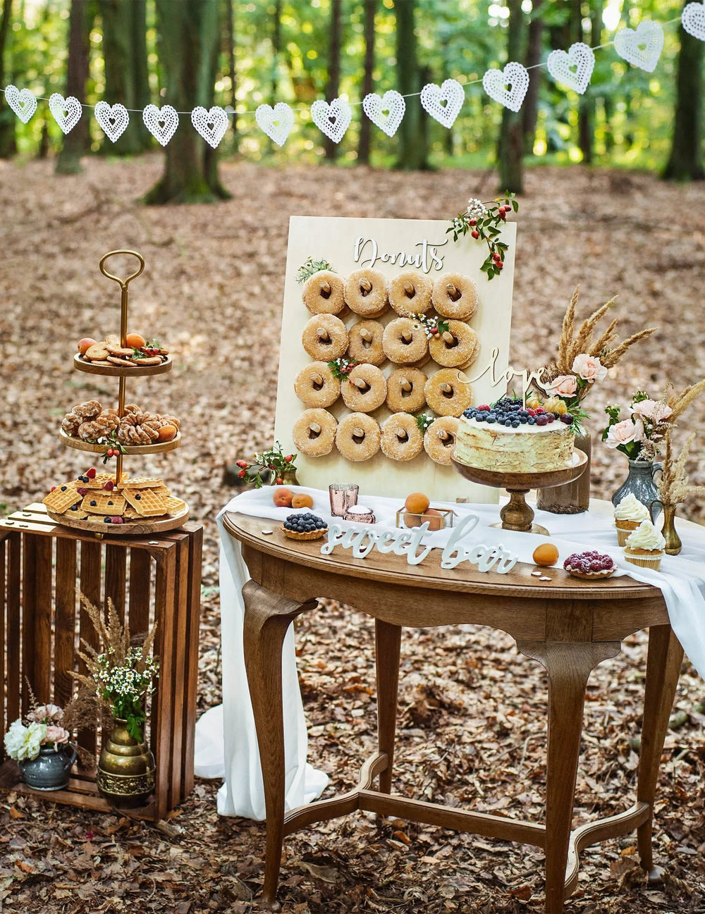 Decoração de buffet da grinalda de papel corações renda para casamento