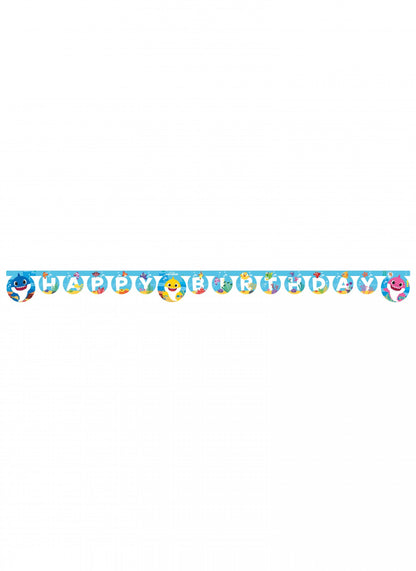 Vue d'ensemble de la guirlande en papier Happy Birthday Baby Shark