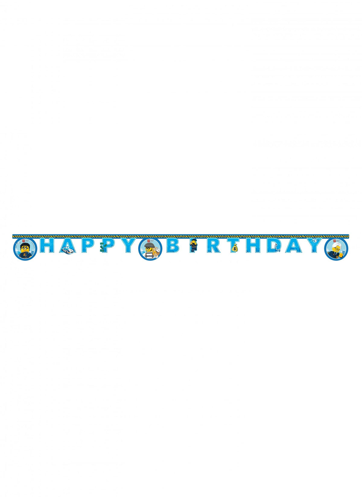 Vue de face de la guirlande en papier Happy Birthday Lego City
