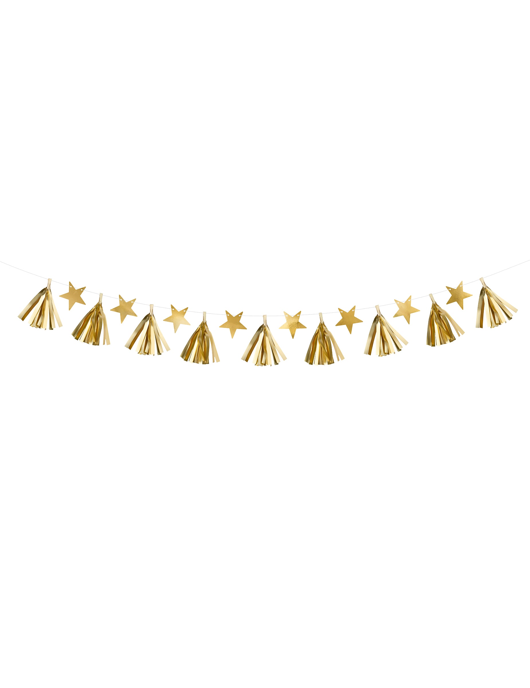 Guirlande en papier tassel étoiles pour fête dorée à monter