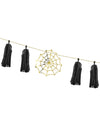 Guirlande en papier tassel toile d'araignée pour fête dorée et noire à monter