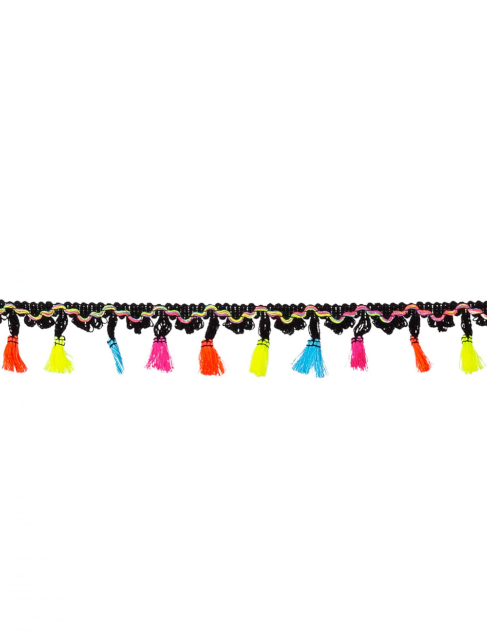 Guirlanda mexicana em poliéster com pompons multicores e preta