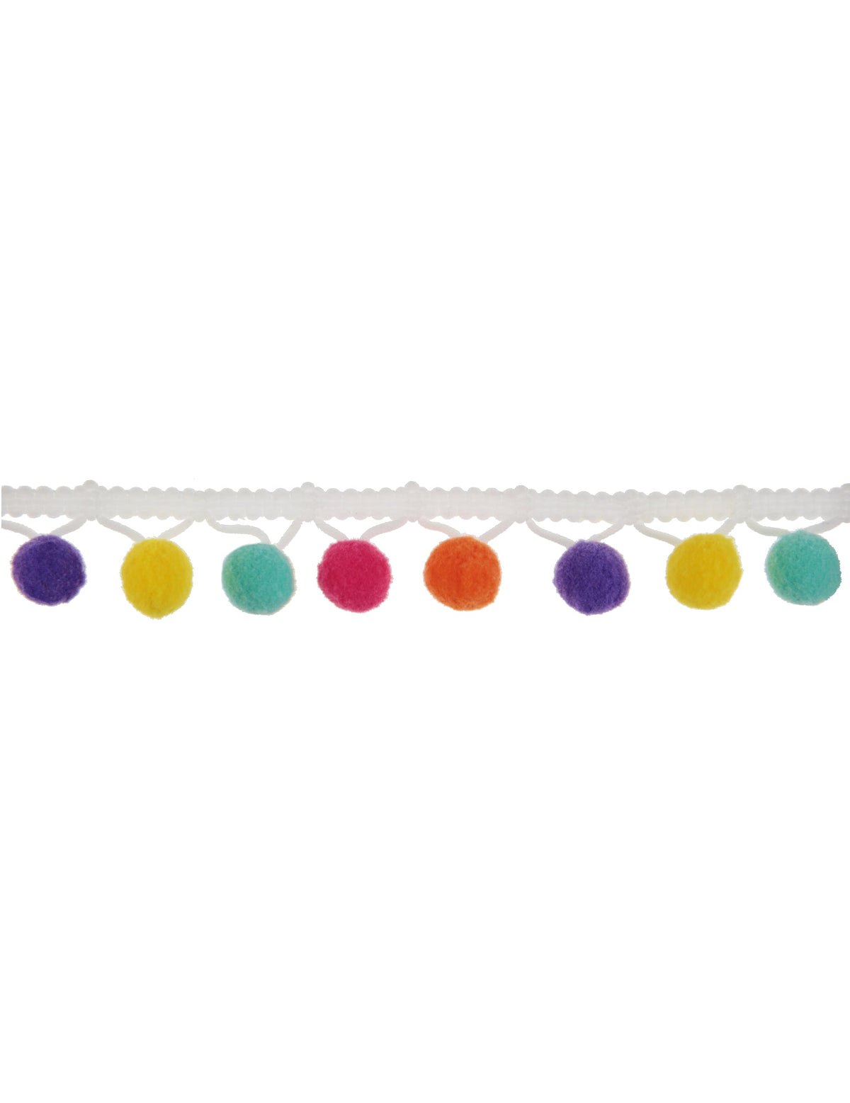 Mise en situation du ruban de pompons multicolores blanc sur une lanterne