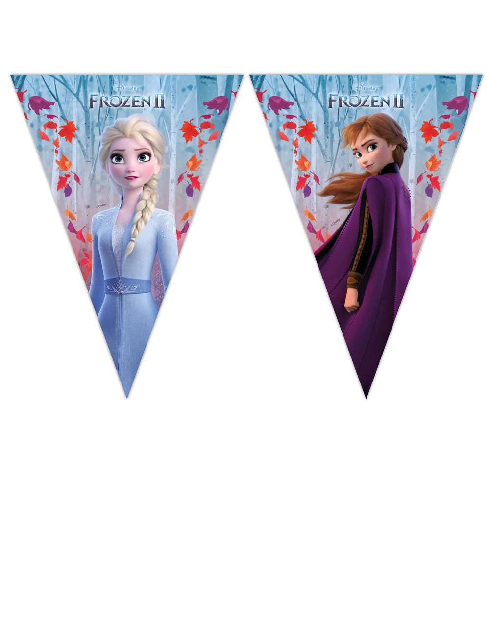 Guirlanda de bandeirolas Frozen 2 para criança azul e violeta com Elsa e Anna