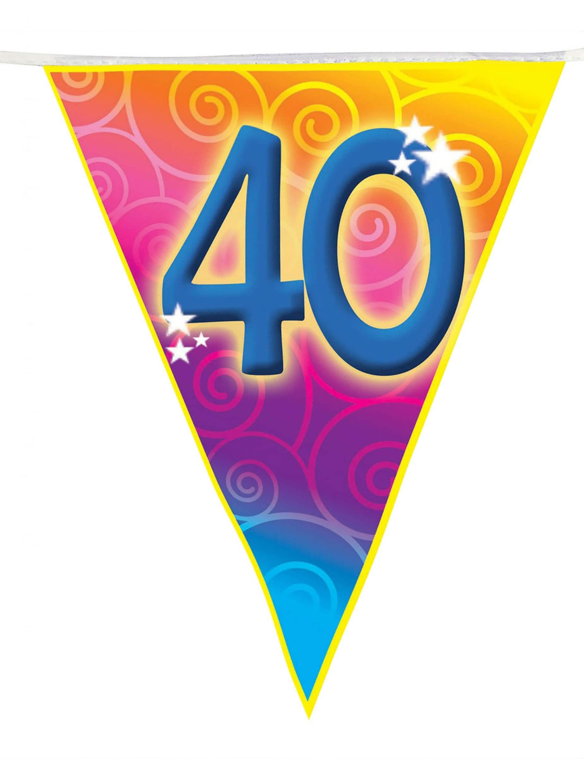 Grande plano de um pendão da grinalda de pendões 40 anos
