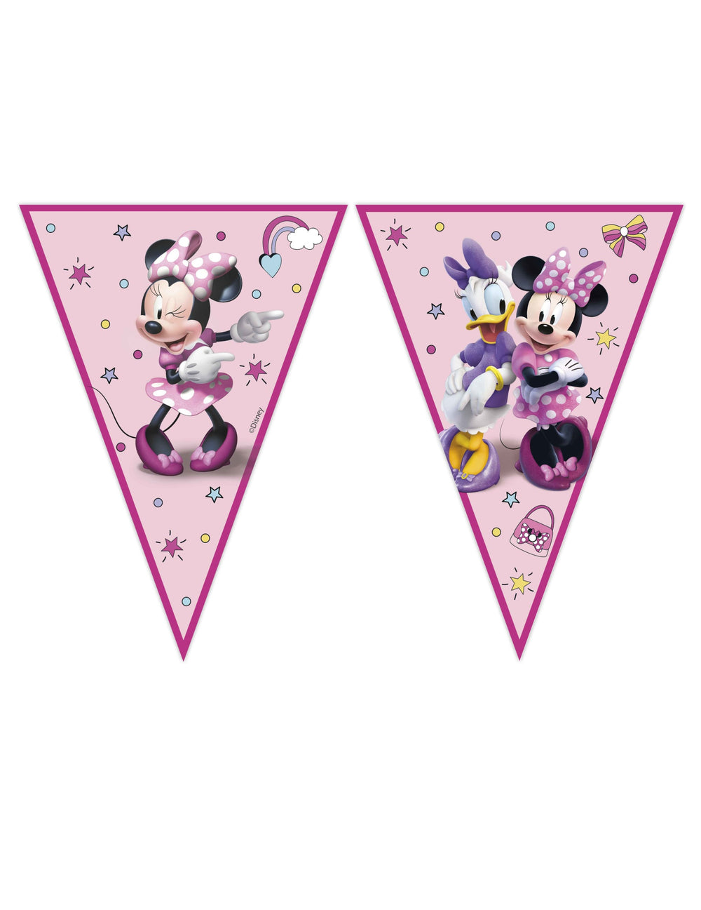 Guirlande fanions en papier Minnie Junior pour enfant rose avec Minnie et Daisy