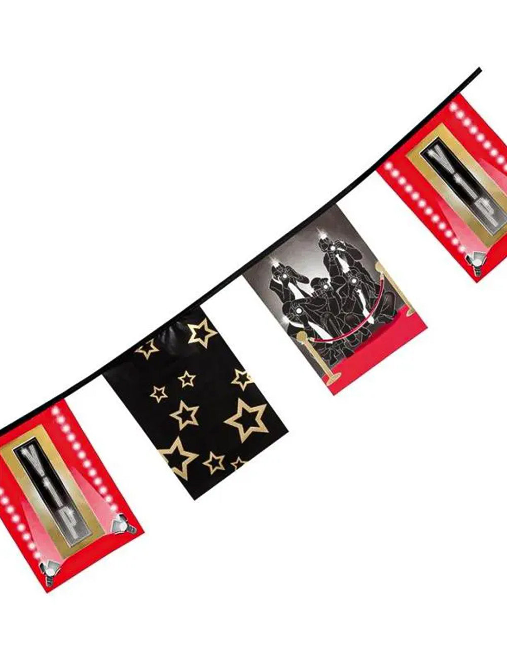Guirlande fanions papier VIP pour décoration cinéma rouge noir et or