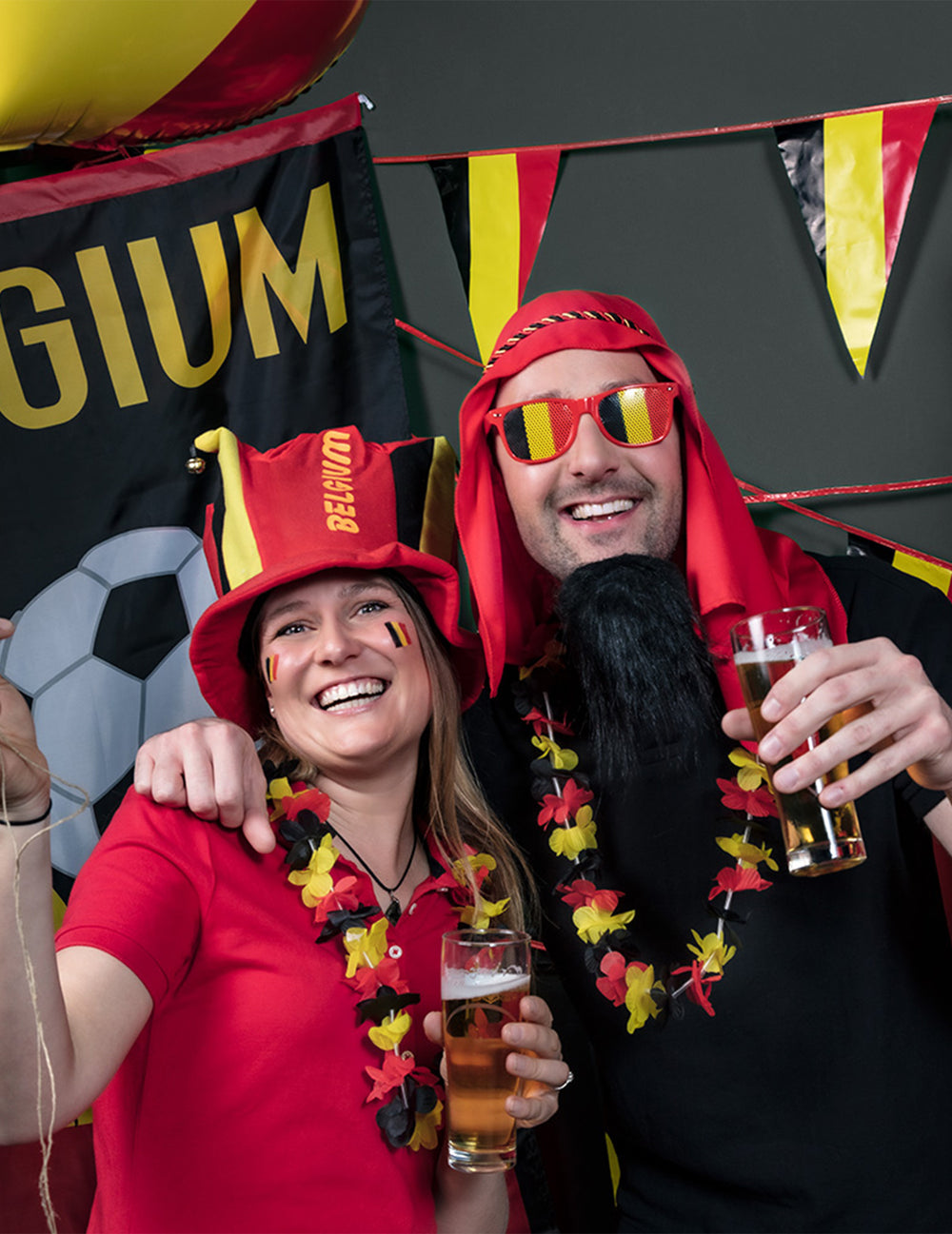 Ambiance festive de la guirlande fanions Belgique pour supporter