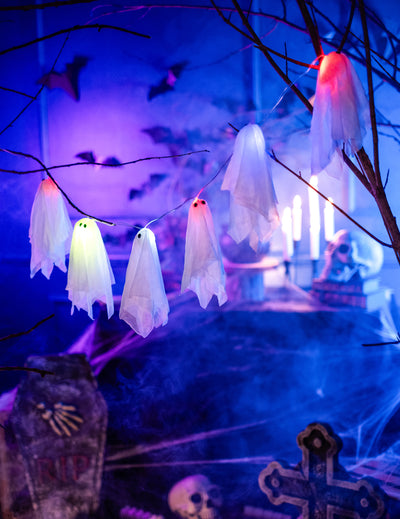 Grinalda de fantasma iluminada Halloween 150 cm