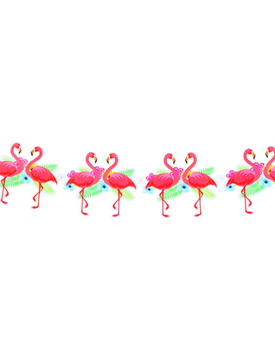 Guirlande flamant rose Hawaï pour fête rose cartonnée