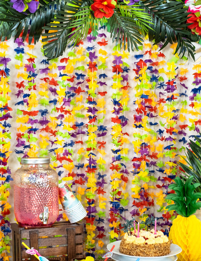 Guirlande de fleurs hawaï pour fête multicolores