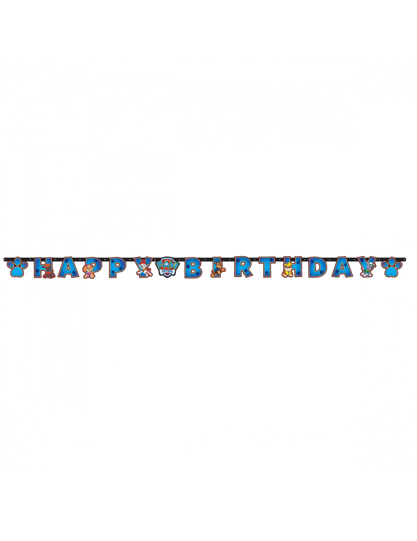 Vue d'ensemble de la guirlande Happy Birthday Pat'Patrouille