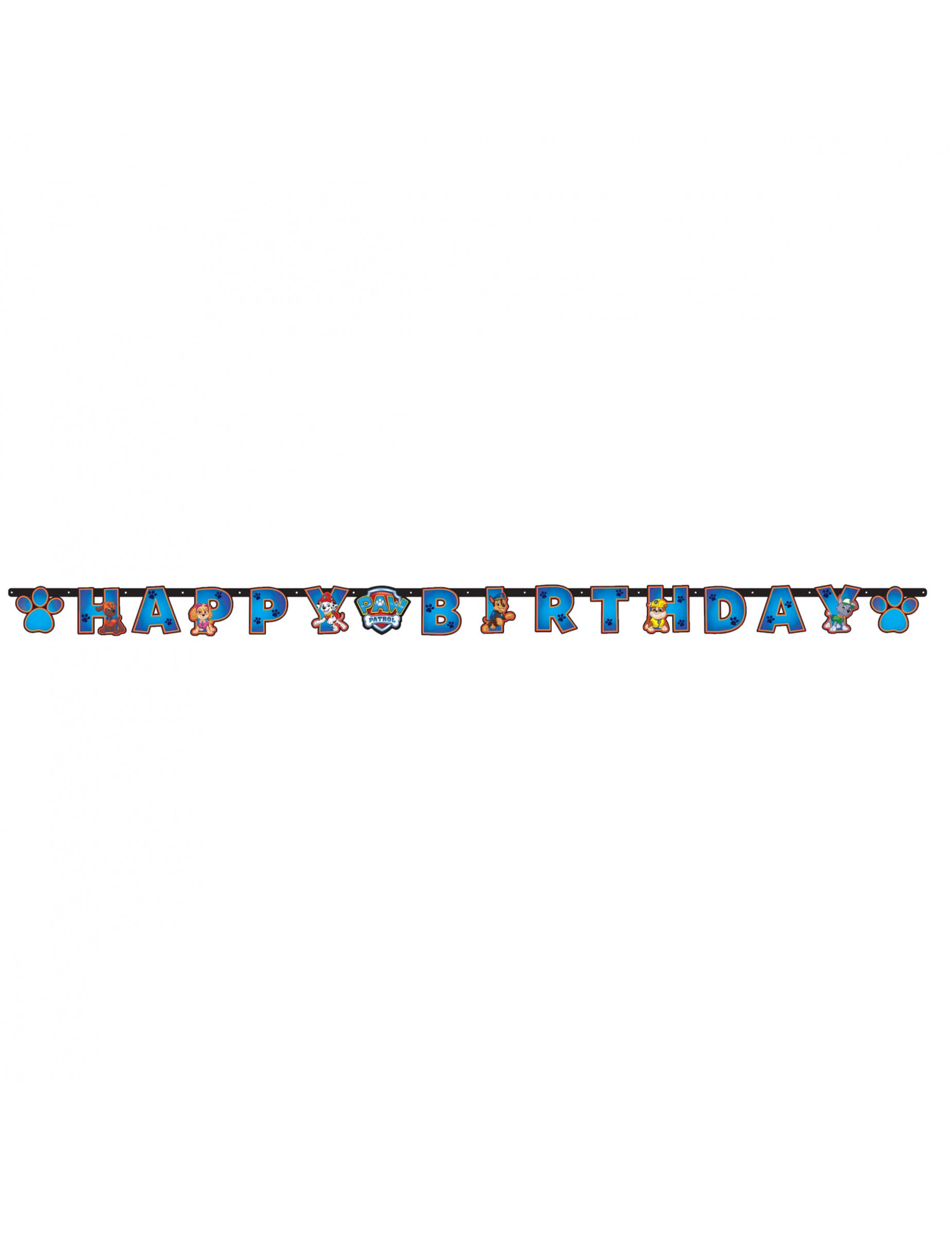 Vue d'ensemble de la guirlande Happy Birthday Pat'Patrouille