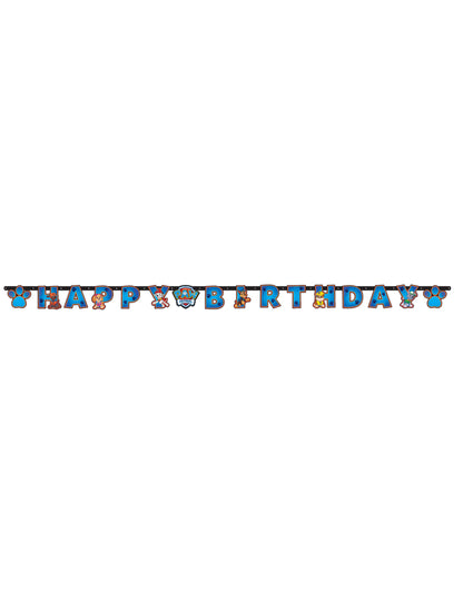 Vue d'ensemble de la guirlande Happy Birthday Pat'Patrouille