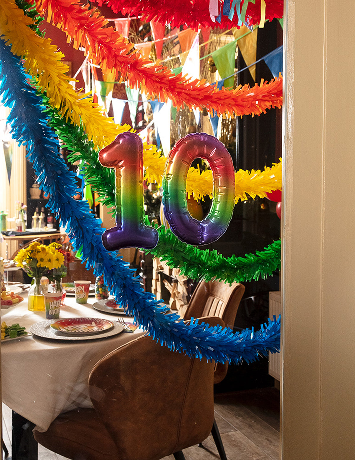Décor d'anniversaire 10 ans de la guirlande PVC pour fête jaune