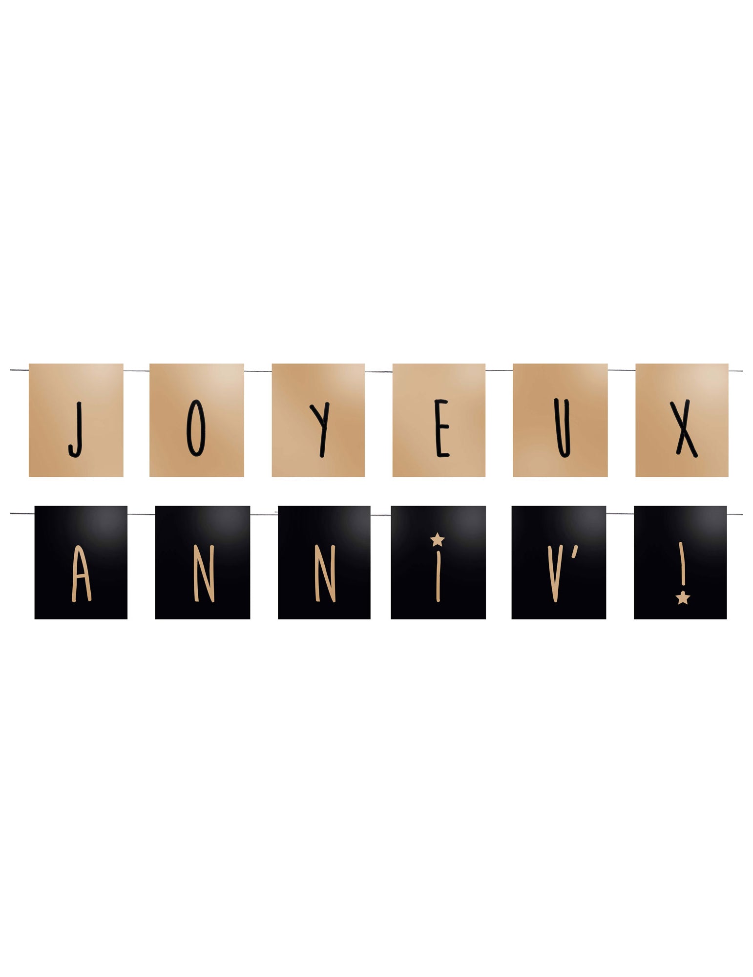 Guirlande Joyeux Anniv pour anniversaire noir et or