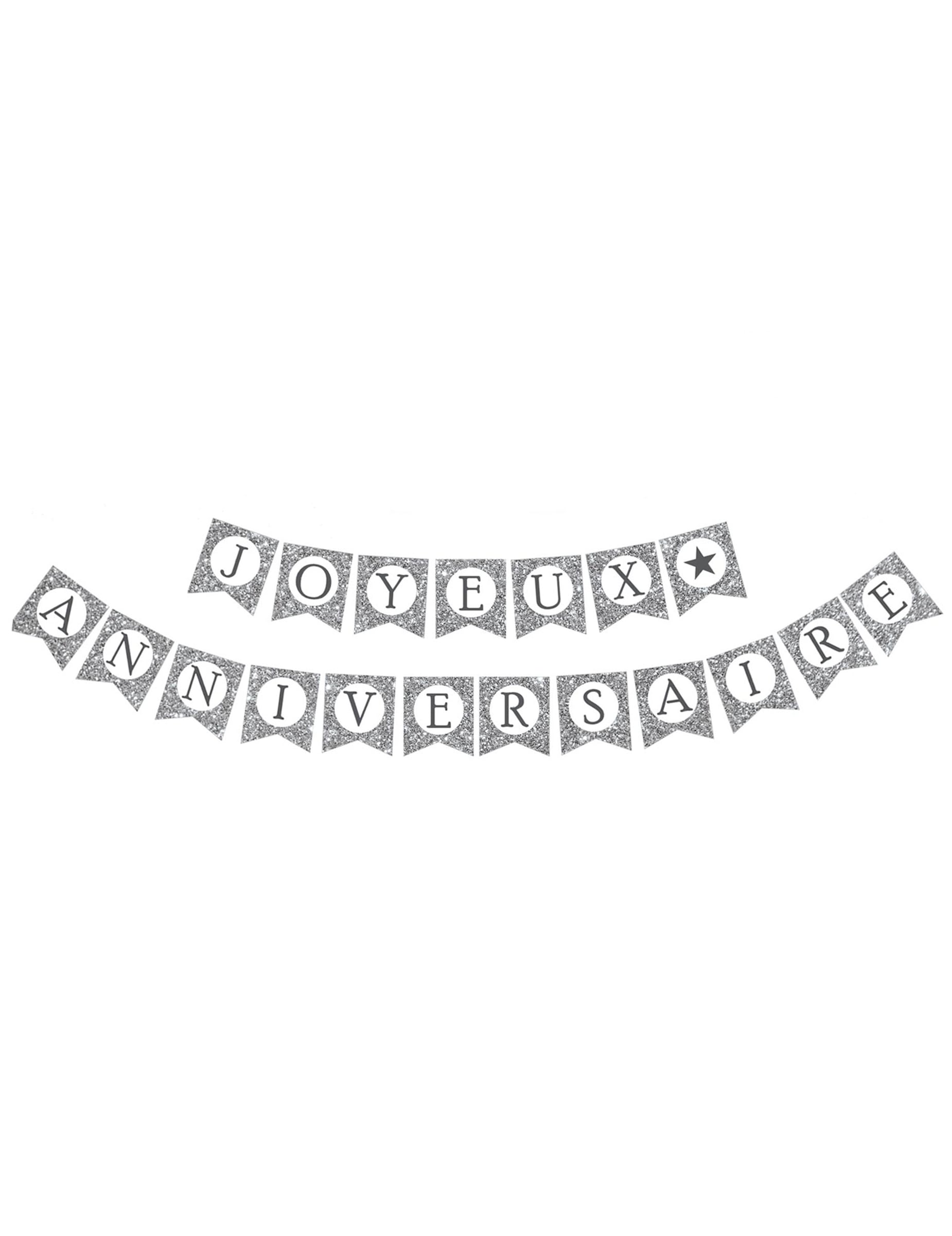 Guirlande Joyeux Anniversaire pour fête argent pailletée