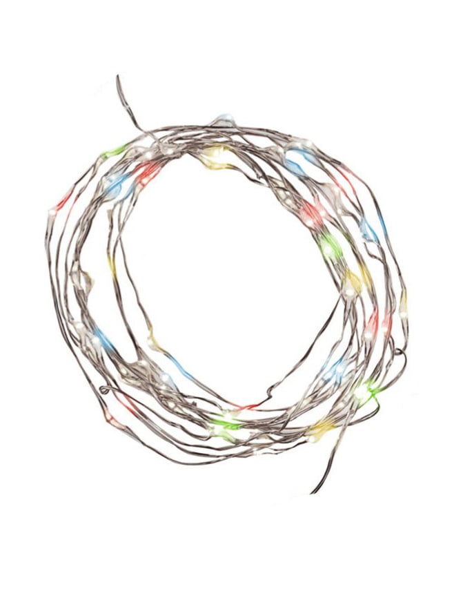 Guirlande lumineuse multicolore pour fête à fil argenté