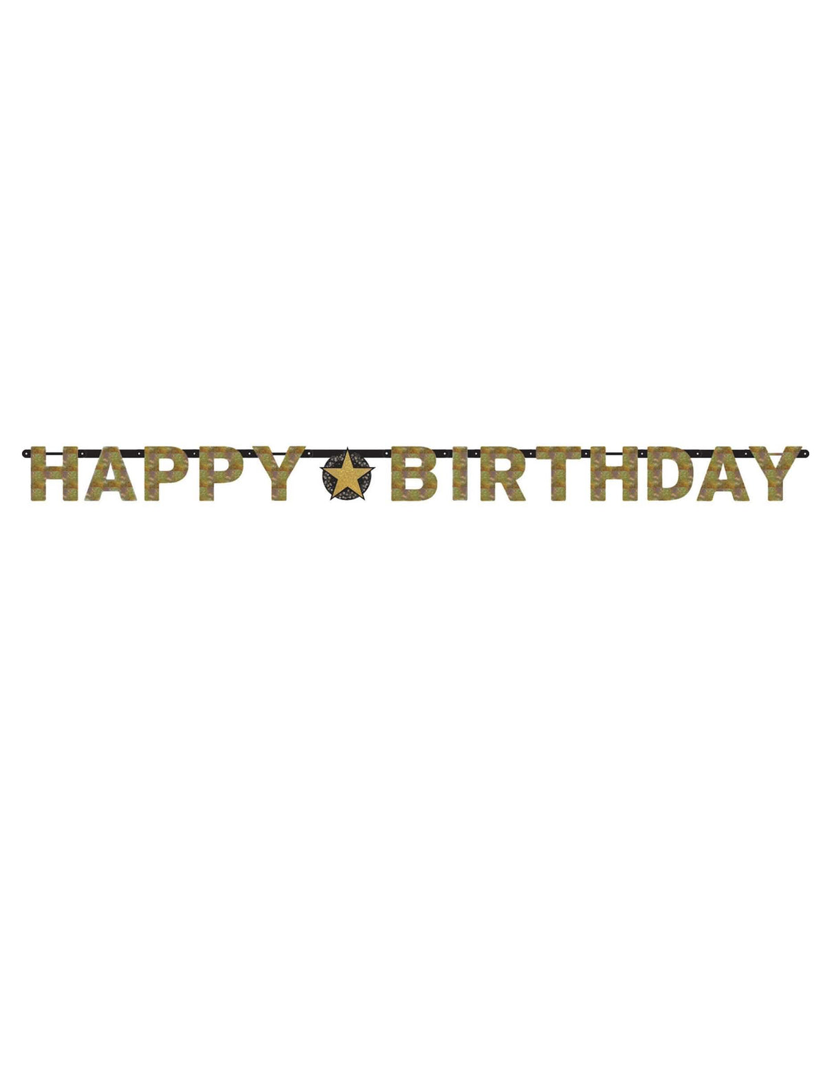 Vista geral da guirlanda de letras Happy Birthday Celebração Brilhante