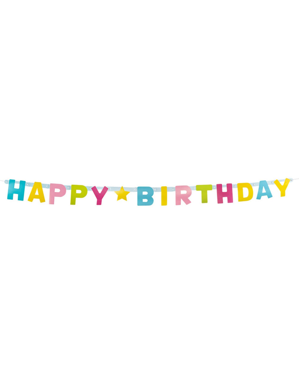 Mise em cena com bolo e balões da grinalda de letras Happy Birthday
