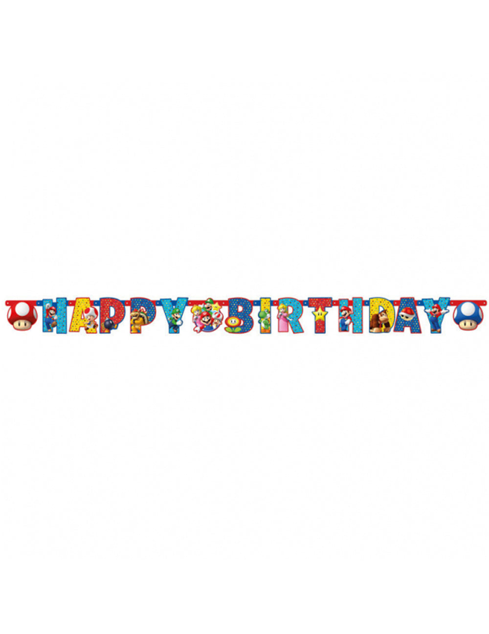 Vue d'ensemble de la Guirlande Happy Birthday Super Mario