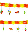 Guirlande mexicaine pour fête orange et jaune avec sombreros et cactus