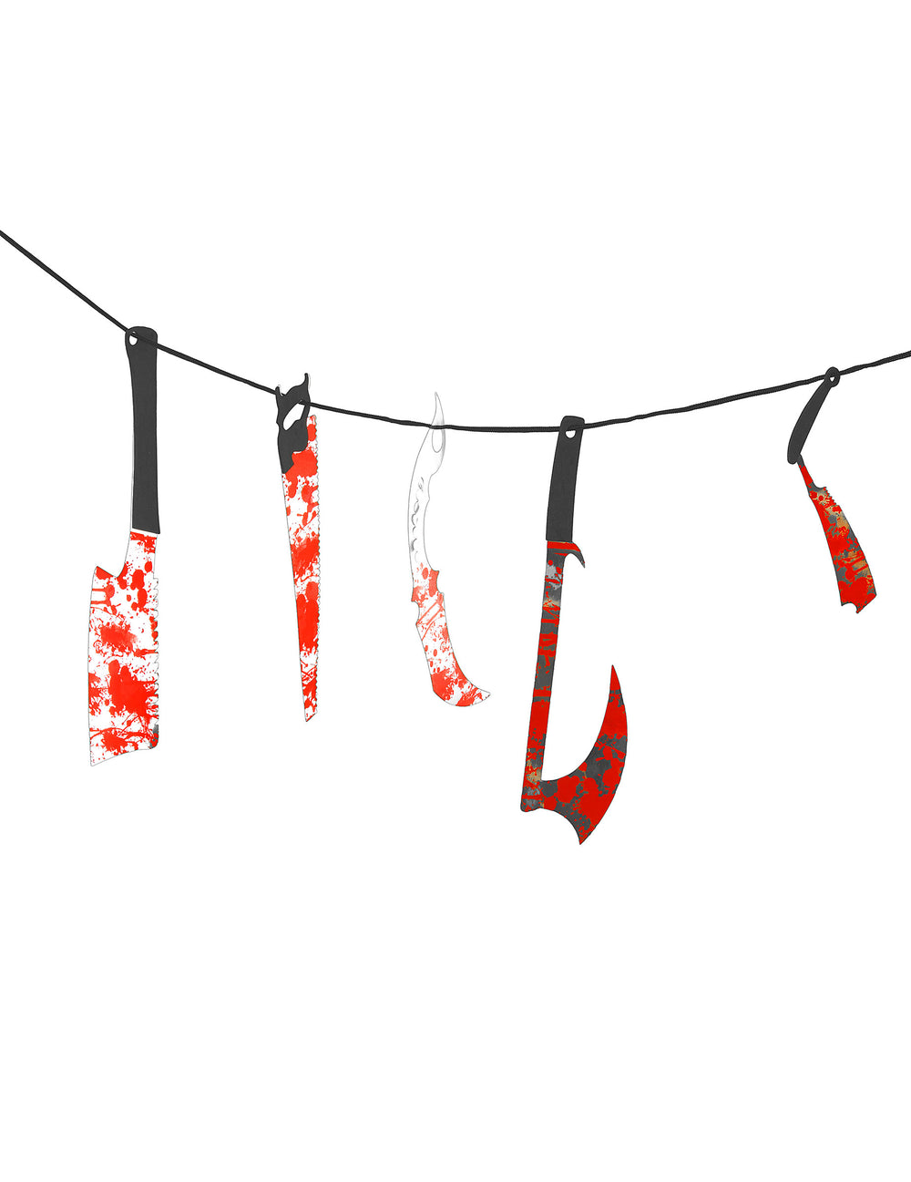Guirlande outils ensanglantés argent et rouge