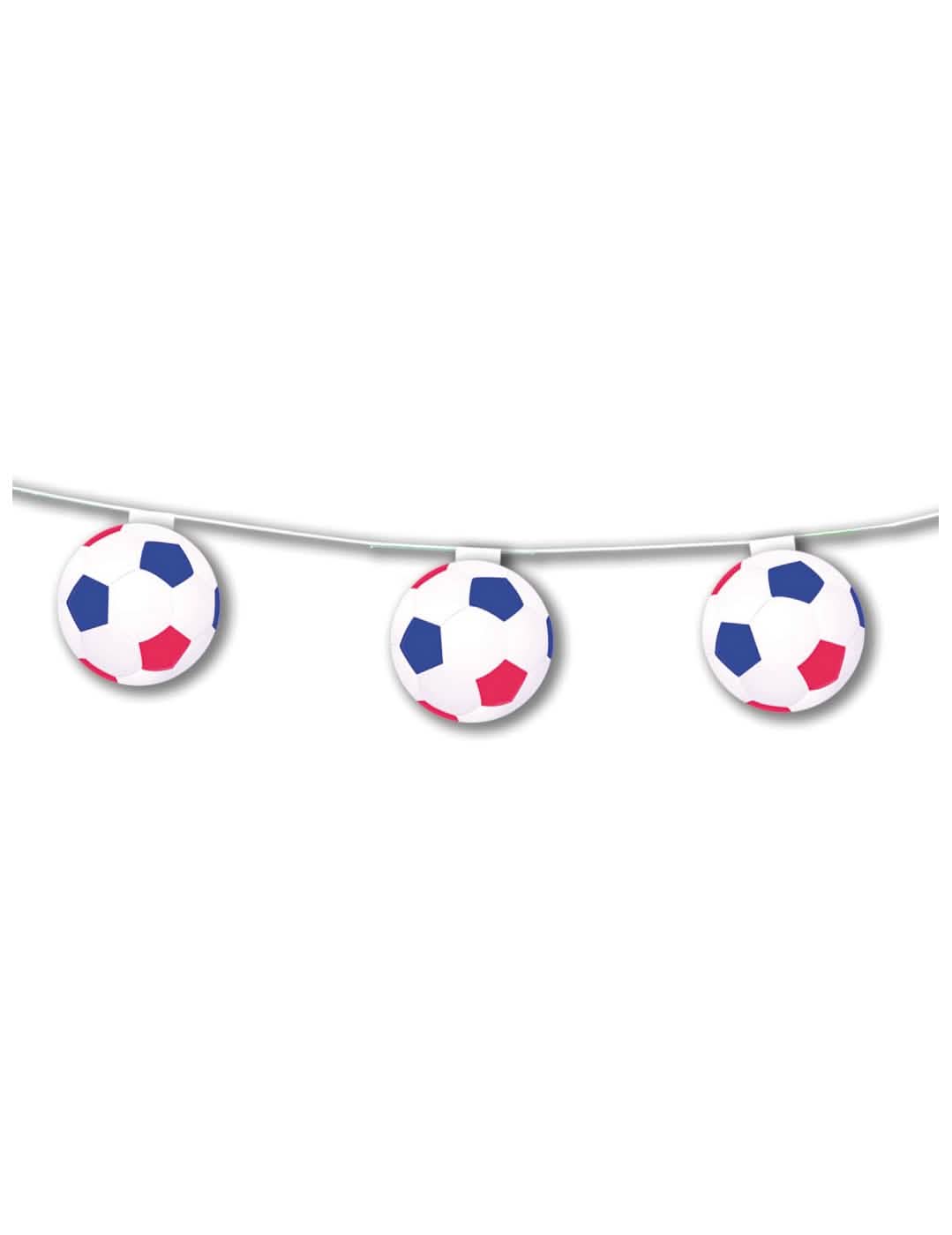 Guirlande papier ignifugé ballons de football pour supporter bleu blanc rouge