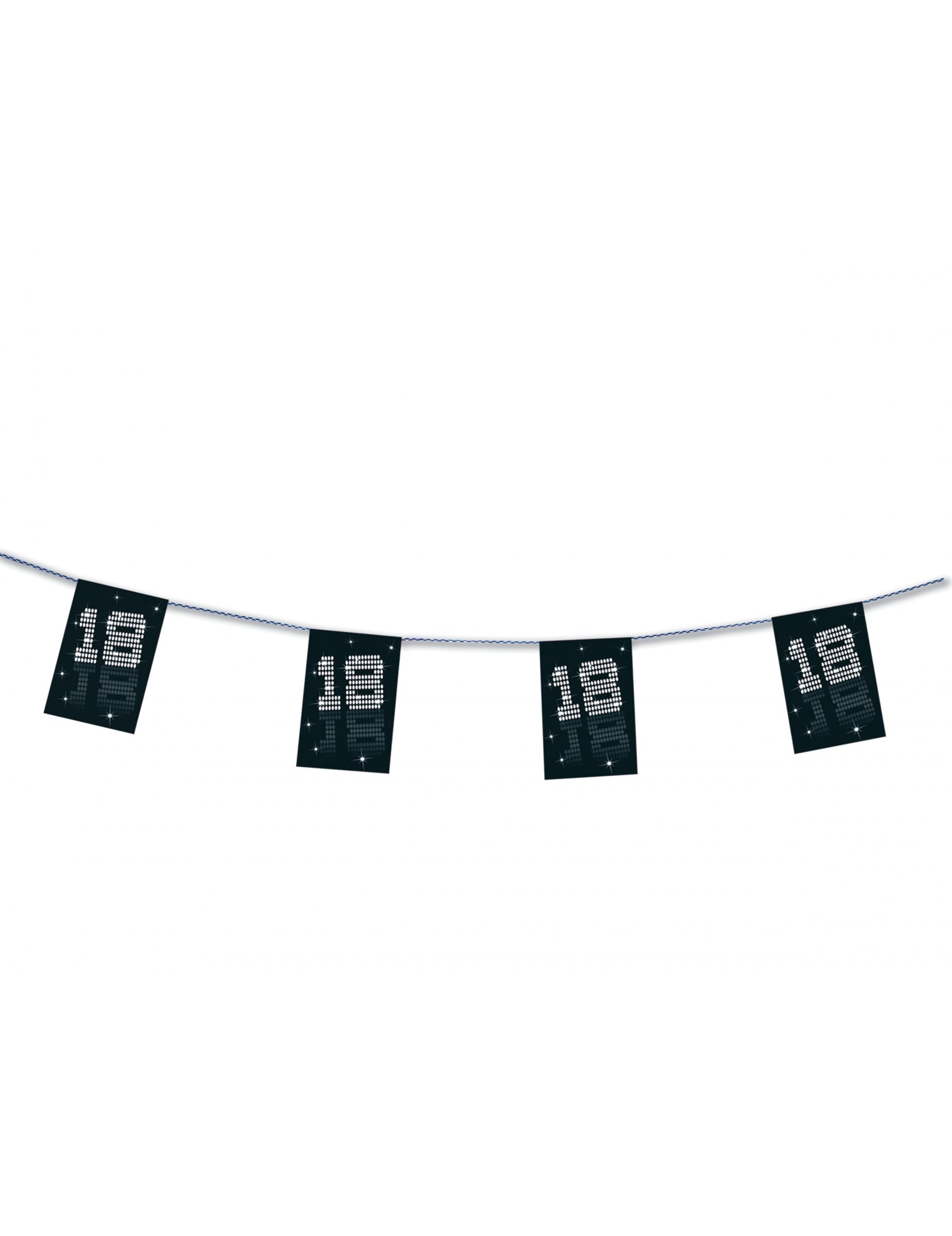 Guirlande papier VIP 18 ans pour anniversaire noir et blanc