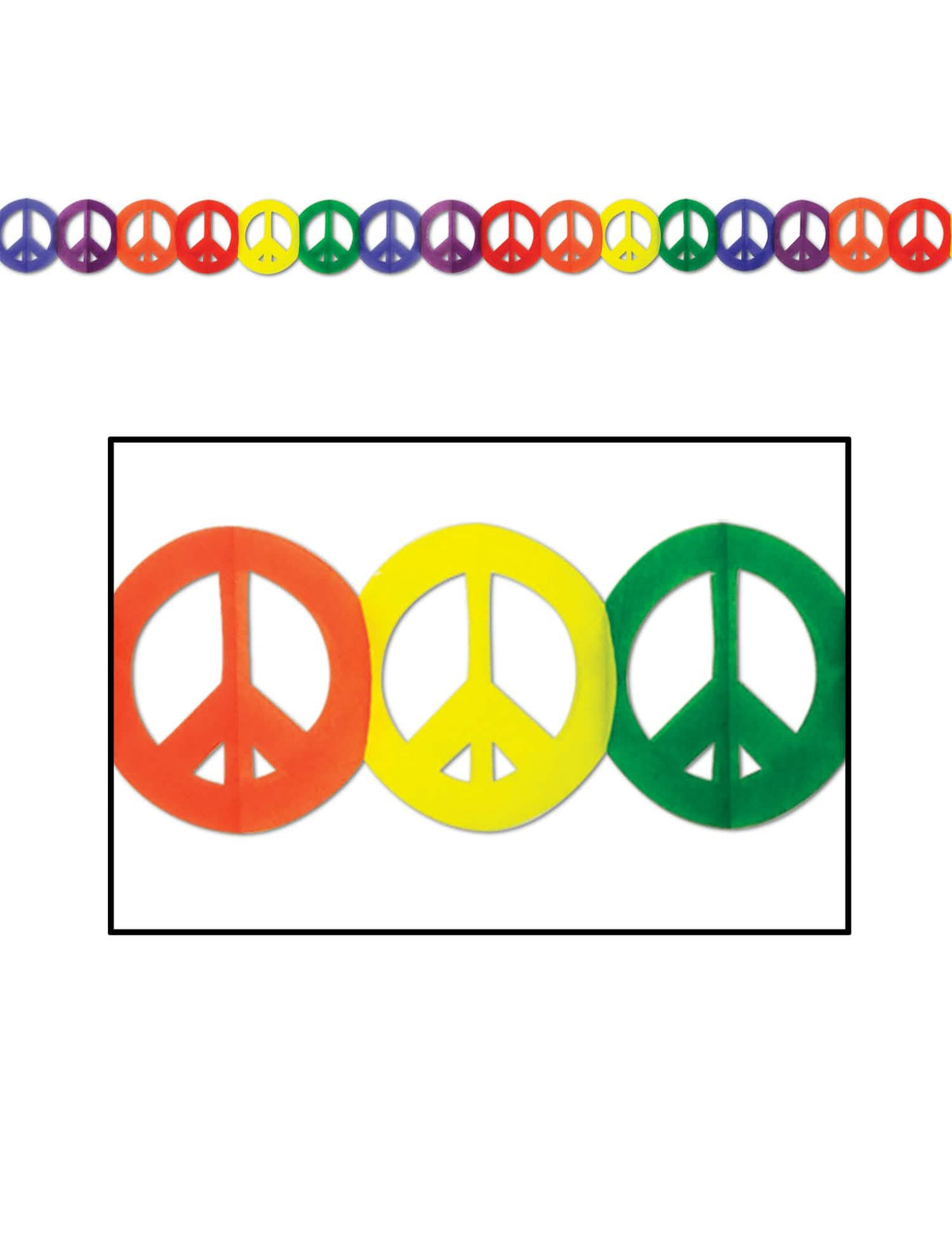 Guirlanda de papel Hippie Peace para decoração multicores
