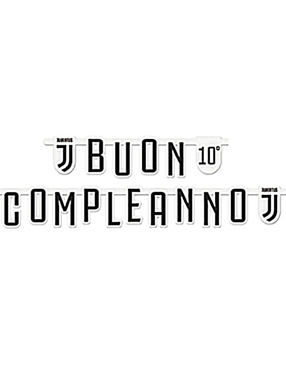 Guirlande personnalisable en carton Buon Compleanno Juventus™ pour anniversaire noir et blanc