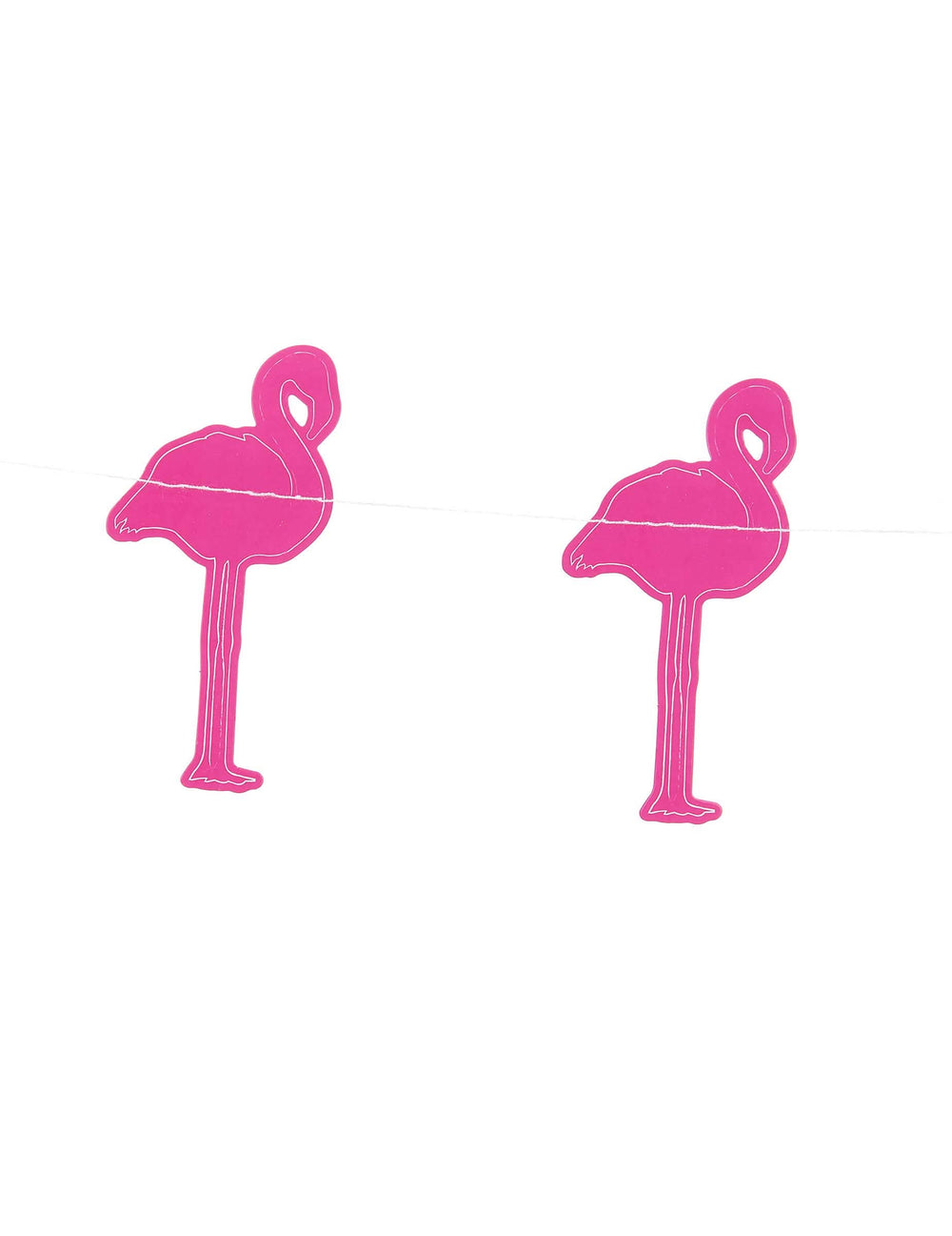 Detalhe dos motivos da guirlanda pequenos flamingos cor-de-rosa
