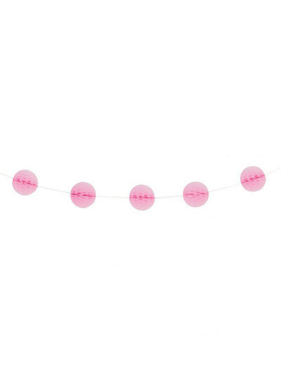 Guirlande boules alvéolées pour fête rose clair