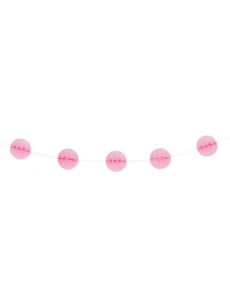 Guirlanda de bolas alveoladas para festa cor de rosa claro
