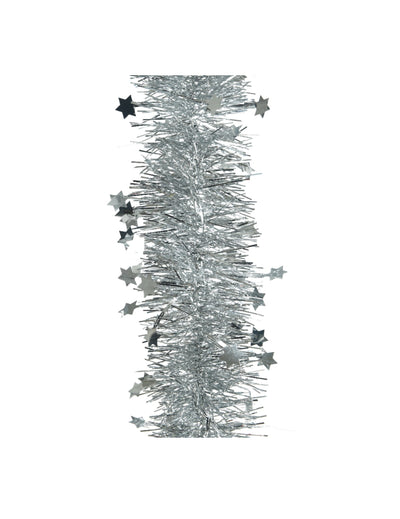 Guirlande pour sapin décoration de Noël argentée avec étoiles