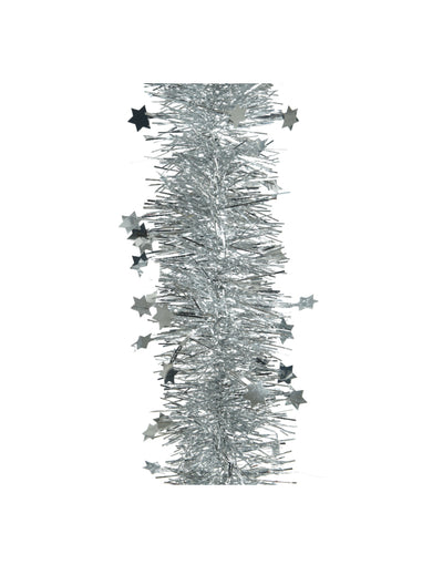 Guirlande pour sapin décoration de Noël argentée avec étoiles