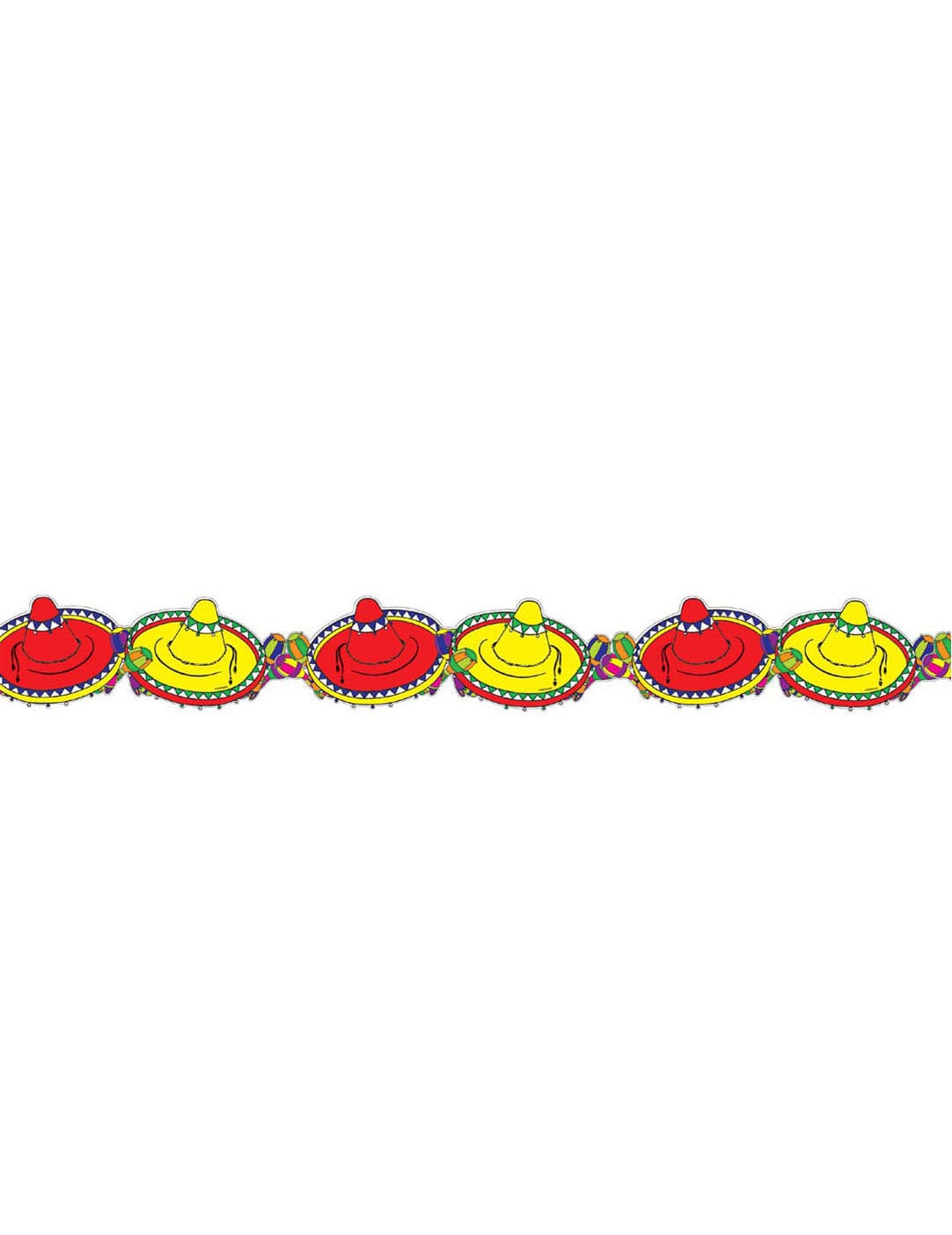 Guirlande papier Mexique sombreros pour fête jaune et rouge