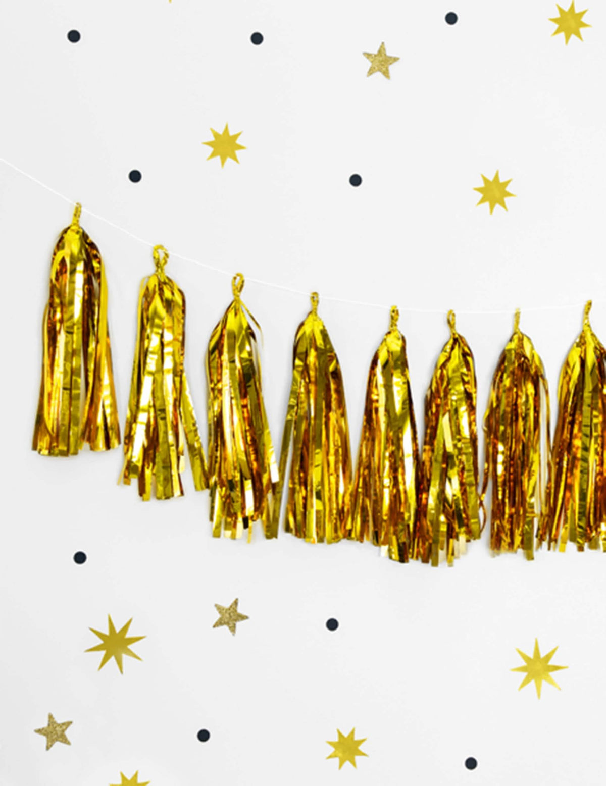 Encenação da grinalda tassel 12 pompons para festa dourado metalizado